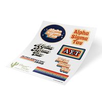 Alpha Sigma Tau 70's Themed Sticker Sheet Decal Laptop Water Bottle Car (Full Sheet - 70's)