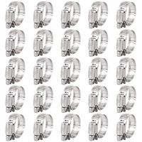 Keadic 25Pcs Adjustable Fuel Line Clips Worm Gear Hose Clamp Assortment Kit for Various Pipes Automotive Mechanical Use - 304 Stainless Steel (18-32mm)