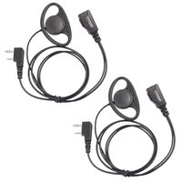 Lot 2 x Coodio D-Ring Earpiece Police Security Headset inline PTT Mic Microphone For 2 Pin Kenwood Baofeng Wouxun 2 Way Radio Walkie Talkie