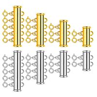 8 Pieces 4 Sizes Slide Clasp Lock Necklace Connector，Necklace Sider Clasps Layered，Multi Strands Slide Tube Clasps for Layered Bracelet Necklace Jewelry Crafts