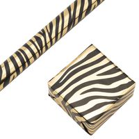 RUSPEPA Gift Wrapping Paper Roll-Gold Foil Zebra Grain Black Background Design for Wedding, Birthday, Shower, Congrats, and Holiday Gifts - 30 Inch X 16 Feet