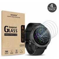 AKWOX (4-Pack) Garmin Vivoactive 3 Screen Protector, [0.3mm 2.5D High Definition 9H] Tempered Glass Screen Protector for Garmin Vivoactive 3 / Fenix Chronos