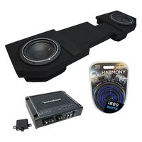 Compatible with 2002-2015 Dodge Ram Quad or Crew Truck Rockford Punch P1S410 Dual 10" Sub Box Enclosure & R500X1D Amp