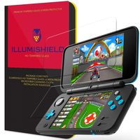 iLLumiShield Glass Screen Protector Compatible with Nintendo 2DS XL (2 Top Glass + 2 Bottom PET Covers) Anti-Scrach, Case Friendly and No-Bubble Clear Tempered Glass