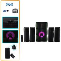 beFree Sound 4.1 Channel Multimedia Wired Speaker Shelf System with Sound Reactive LED Lights and USB Input and 7 Alternating Configurations