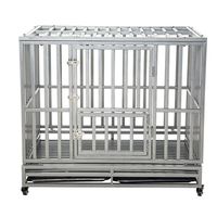 LUCKUP Heavy Duty Dog Cage Strong Metal Kennel and Crate for Medium and Large Dogs, Pet Playpen with Four Wheels,Easy to Install,42 inch,Silver