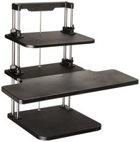 Pyle Sit Stand Desk, Height Adjustable Stand Up Desk, Computer/Laptop Stand Up Computer Workstation W/2 Adjustable Shelf Trays, Free Standing Desk - Black Finish (PSTNDDSK36)