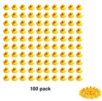Sohapy 100Pcs Mini Yellow Rubber Ducks Tiny Baby Shower Rubber Ducks, Squeak Fun Baby Yellow Rubber Bath Toy Float Fun Decorations for Shower Birthday Party Favors Cupcake Carnival Game Gift (100Pcs)