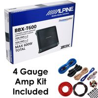 Alpine PK BBX-T600 BBX Series 600W 2-Ohm Stable 2 Channel Class A/B Amplifier w/Amp Kit