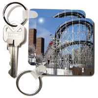 3dRose Coney Island Roller Coaster - Key Chains, 2.25 x 4.5 inches, set of 4 (kc_1192_2)