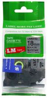 LM Tapes - Premium 3/4" (18mm) Black on Reflective Silver Compatible TZe P-touch Tape for Brother PT-1800, PT1800 Label Maker with FREE Tape Guide Included