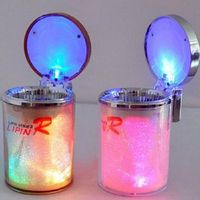 White Led Portable Car Cigarette Ashtray Holder Car Accessories Truck Office Auto Plastic Home