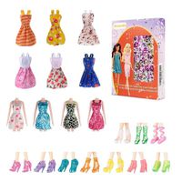 Avando 20PCS Doll Accessories, 10x Mix Cute Dresses 10x Shoes Dresses Gown with Shoes Outfit Set for Xmas Birthday Gift for Barbie Doll