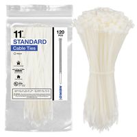 Neiko 51257A Natural White Cable Zip Ties, 120-Piece | 11-Inch Length | 75-lbs Tensile Strength