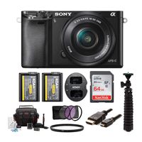 Sony Alpha ILCE-6000L/B a6000 Digital Camera with 16-50mm Lens Bundle with Accessory Bundle (Black)