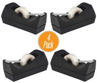 Desktop Tape Dispenser - Non-Skid Base - Weighted Tape Roll Dispenser - Perfect for Office Home School (Tape not Included) - (4-Pack)