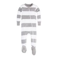 Sleeper Pajamas, Heather Grey Rugby Stripe, 12 Months