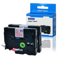 SuperInk 2 Pack Replacement Laminated Label Tape Red on White TZ 232 TZe-232 TZ-232 Compatible for Brother P-Touch PT D210 Label Maker 0.47 Inch (12mm) x 8m (26.2ft)