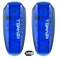 KEYWELL USB Rechargeable LED Safety Lights (2 Pack) - Clip on Strobe Running Lights for Runners, Joggers,Walkers,Kids,Dogs,Bike Tail Lights - High Visibility Accessories for Reflective Gear (Blue)