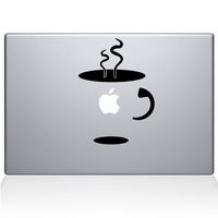 The Decal Guru 0059-MAC-11A-BLA Cup Of Coffee Vinyl Sticker, 11" Macbook Air, Black