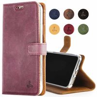 Snakehive iPhone 7 Plus Case, Vintage Collection Apple iPhone 7 Plus Wallet Case in Nubuck Leather Credit Card/Note Slot Apple iPhone 7 Plus (Plum)
