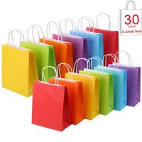 30 Pieces Kraft Paper Party Favor Bags with Handle Assorted Colors (Rainbow X-Small)