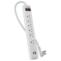 Maximm 6 AC Outlets + 2 USB (5V 3.1A) Charging Ports Power Strip Surge Protector Rated for 900 Joules, Right Angled Flat Power Plug, 6 Feet Long Heavy Duty Extension Cord, ETL Listed