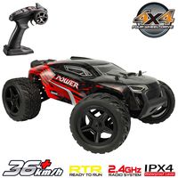 Hosim All Terrain Waterproof Rc Cars 1:16 4WD Monster Truck, High Speed 36+ kmh 2.4Ghz Electric Remote Control Car , Off-Road RC Buggy RC Toys Trucks for Kids and Adults(Red)