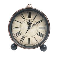 JUSTUP 5.2" Classic Retro Clock, European Style Vintage Silent Desk Alarm Clock Non Ticking Quartz Movement Battery Operated, HD Glass Lens, Easy to Read (SZ03)