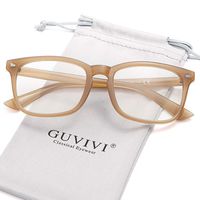 GUVIVI Blue Light Blocking Glasses Square Nerd Eyeglasses Frame Anti Blue Ray for Men Women Computer Game Glasses Transparent Lens (Transparent Brown)