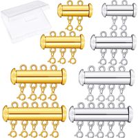 8 Pieces 4 Sizes Slide Clasp Lock Necklace Connector Multi Strands Slide Tube Clasps with Storage Box for Layered Bracelet Necklace Jewelry Crafts (Gold and Silver)