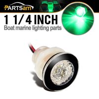 Partsam 1-1/4" Boat Marine RV Courtesy Livewell 12v LED Green Light Clear Lens Submersible, 100% Waterproof, Boat Marine/RV/Caravan/Stair/Step Lighting