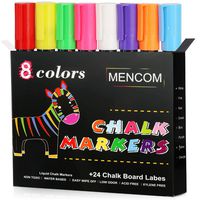 Liquid Chalk Markers, Set of 8 Colored Chalk Pens, For Whiteboard, Mirrors,Glass, Art, Erasable Chalk Markers for Kids and Adults
