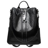 Leather Backpack for Women Weitine Black with Multiple Zipper Pockets for 12.5' inches Laptop water-proof for lady
