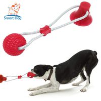 SMART DOG Suction Cup Dog Toy, Self-Playing Tug of War Dog Toy with Chew Rubber Ball, Dog Rope Toys for Aggressive Chewers, Interactive Pet Tug Toy for Boredom, Indestructible Bite Toy Teething (Red)