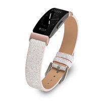 MEFEO Compatiable Fitbit Inspire Bands/Fitbit Inspire HR Band, 3D Glitter Bling Leather Band Replacement Accessories Wristband for Fitbit Inspire/Inspire HR Fitness Tracker (White Shiny)