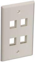 Hellermann Tyton FPQUAD-FW Standard Single Gang 4 Port Faceplate, ABS 94V-0, Office White