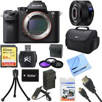 Sony a7R II Full-frame Mirrorless Interchangeable 42.4MP Camera Body 35mm Lens Bundle includes Camera, Sonnar T FE 35mm Full Frame Lens, 49mm Filter Kit, 64GB Memory Card, Bag Tripod & Much More!