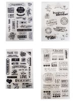 4 Sheets Different Style Love and Birthday Wishs Clear Stamps for Card Making Decoration and Scrapbooking(Love Phrases)