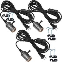 FadimiKoo E26/E27 Lamp Socket Vintage Edison Hanging Textile Pendant Light 14.5FT Cord Kit with In-Line On/Off Switch UL listed,3 Pack
