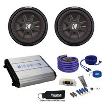 KICKER Two 43CWRT101 10" CompRT Subwoofers & Hifonics ZXX-1200.1D Zeus 1200 Watt Amplifier & Wiring Kit