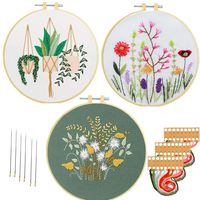 Embroidery Kits Cross Stitch Kit for Beginners, Nuberlic 3 Pack Adults Kids Starters Needlepoint Stamped Embroidery with Pattern Embroidery Cloth Hoops Threads Needles