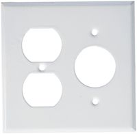 Morris 83552 Painted Steel Wall Plates, 2 Gang, 1 Duplex, 1 Single Receptacle Gang, 1.406" Hole Diameter, White