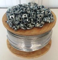 Steel Aircraft Cable 250' 5/16" 7x19 Hot Dipped Galvanized Steel Wire Rope Cable (With 100 Clamps)