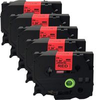 NEOUZA 5PK Compatible for Brother P-Touch Laminated Tze TZ Label Tape Cartridge 24mm x 8m (TZe-451 Black on Red)