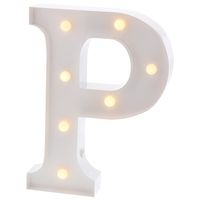 Barnyard Designs Metal Marquee Letter P Light Up Wall Initial Wedding, Bar, Home and Nursery Letter Decoration 12" (White)