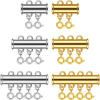 6 Set 3 Sizes Necklaces Clasp Slide Tube Lock Necklace Spacer Clasp Multi Strands Magnetic Tube Lock Bracelet Connectors for Jewelry, 42 Pieces (Gold, Silver)