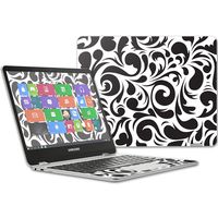 MightySkins Skin Compatible with Samsung Chromebook Plus 12.3"(2017 - Swirly Black | Protective, Durable, and Unique Vinyl wrap Cover | Easy to Apply, Remove, and Change Styles | Made in The USA