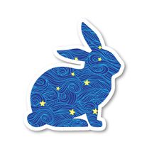 Bunny Sticker Blue Spirals and Stars Stickers - 2 Pack - Laptop Stickers - 2.5" Vinyl Decal - Laptop, Phone, Tablet Vinyl Decal Sticker (2 Pack) S81899