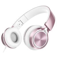 AILIHEN MS300 Wired Headphones, Stereo Foldable Headset for iOS Android Smartphone Laptop Tablet PC Computer (Rose Gold)